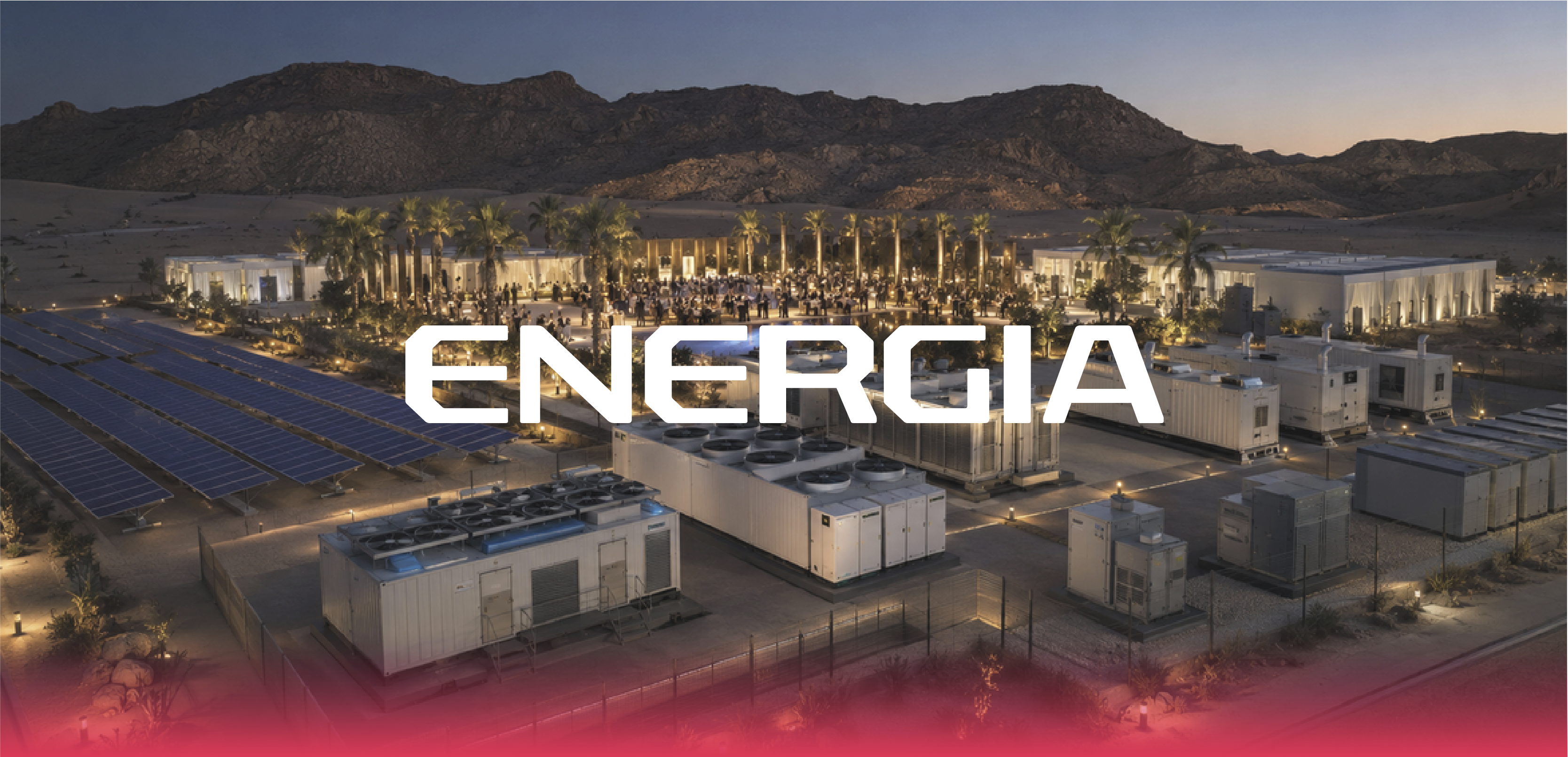Energia site infrastructure at dusk